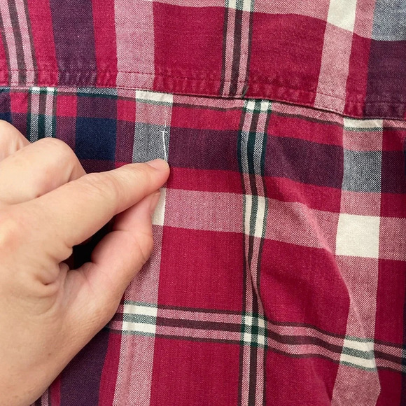 The Disney Store Vintage Mickey Mouse Red Plaid Button Down Short Sleeve Shirt M - Picture 5 of 9